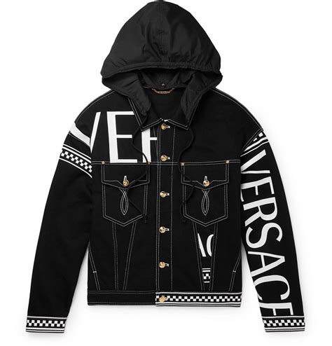 versace padded hooded jacket|Versace denim jacket.